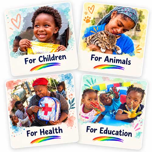 Sponsorship gift cards for children, animals, health and education